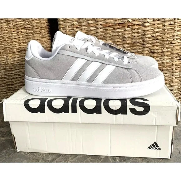 Adidas Grand Court Alpha Sneaker Suede Leather Grey White Couldfoam Comfort - Picture 2 of 15